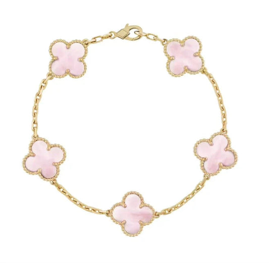 Clover Bracelet - Pink + Gold