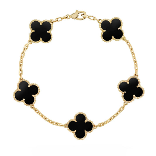 Clover Bracelet - Black + Gold