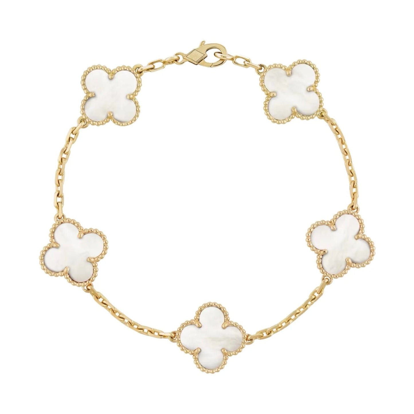 Clover Bracelet - White + Gold