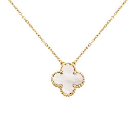 White Single Clover Necklace