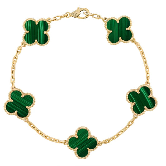 Clover Bracelet - Green + Gold