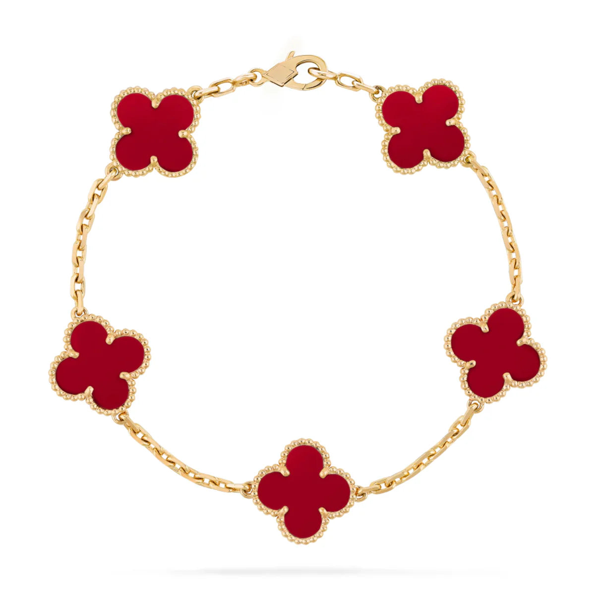 Clover Bracelet - Red + Gold